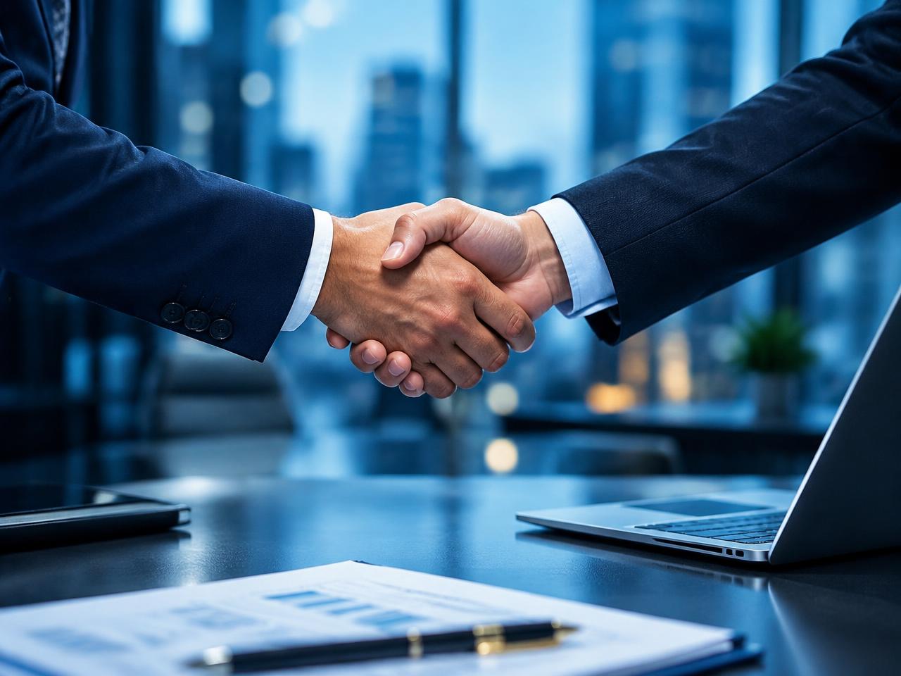 Imagem ilustrativa de aperto de mãos em uma negociação empresarial